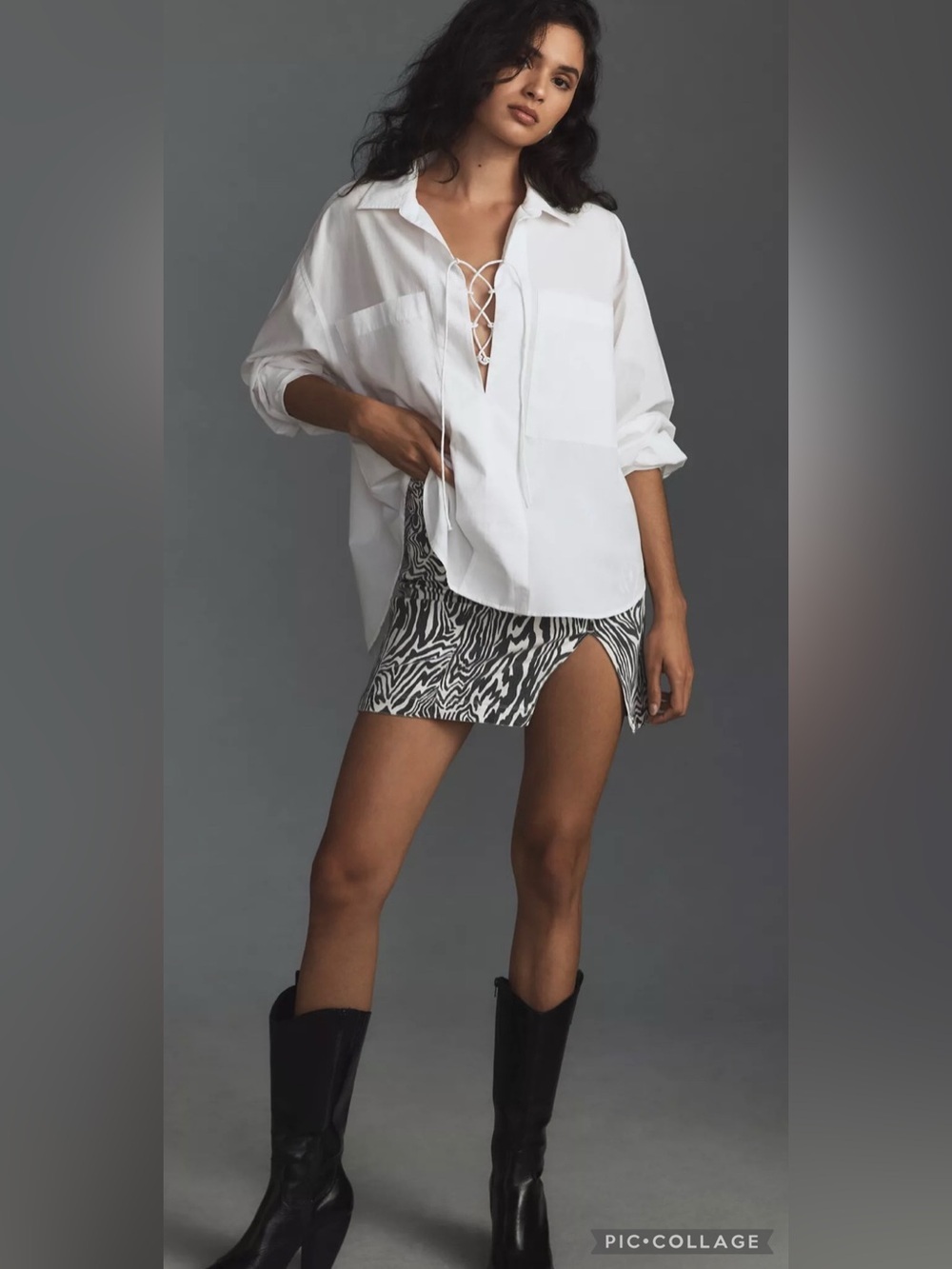 Mother The Roomie Lace Up Oversized Collared Shirt Size M